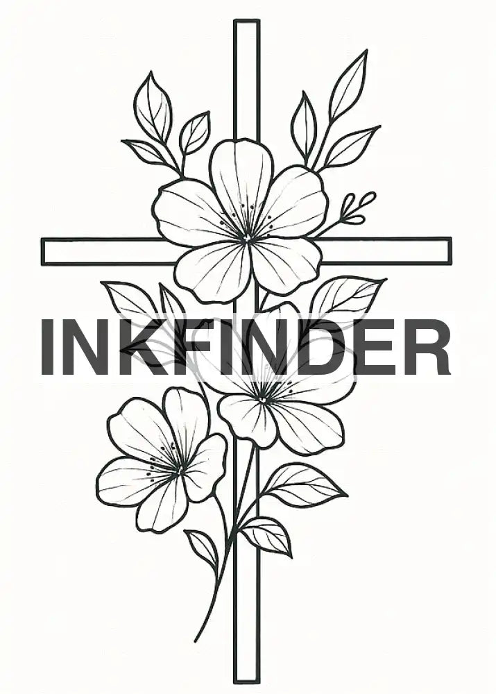Fineline Flowers With Cross Fineline Cross With Flowers