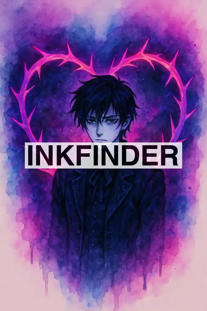 Gothic Watercolour Male Anime Character With Heart Made Out Of Thorns Gothic Watercolour Male Anime Character With