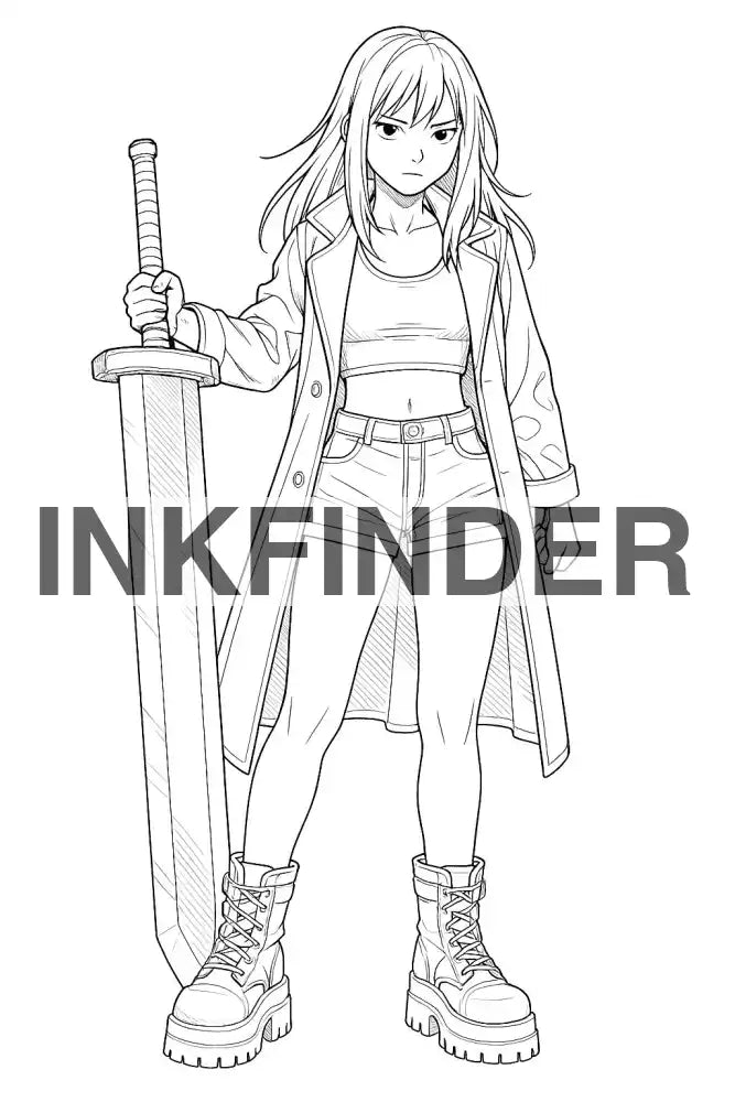 Manga Girl Character With Berserk Inspired Great sword Manga Girl Character With Berserk Inspired Great sword