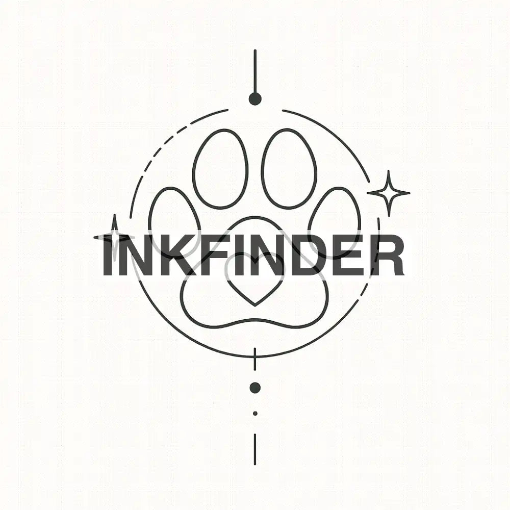 Minimalistic Paw With Geometric Fineline Elements Minimalistic Paw With Geometric Fineline Elements