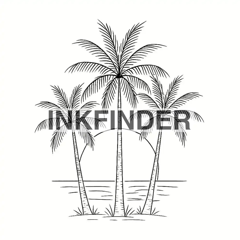 Palm Trees Fineline Palm Trees On The beach With Sunset